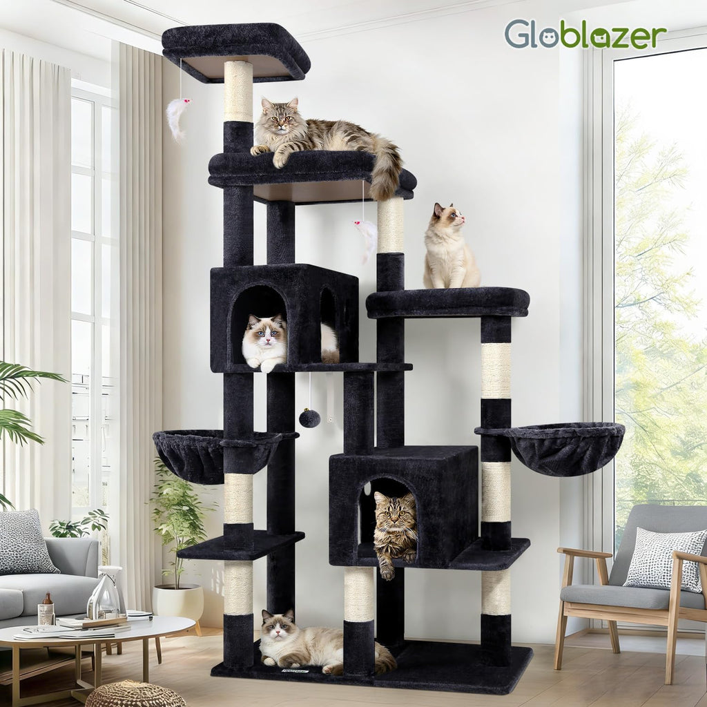 Globlazer 74in Large Sturdy Cat Tree for Large Cats, F74F, Dark Grey
