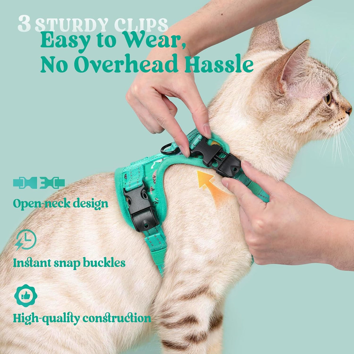 rabbitgoo Cat Harness and Leash Set, Easy-on with Neck Buckle, Kitty Grove
