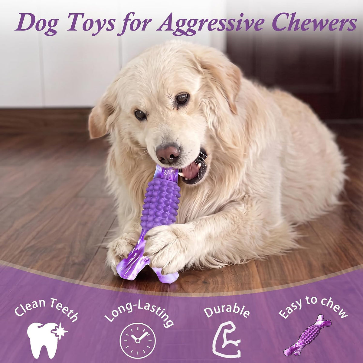 Dog Toys for Aggressive Chewers, Tough Stick Chew Bone | Durable Rubber & Nylon Dog Bones, Indestructible Dog doys for Medium,Large Dogs,Beef Flavor