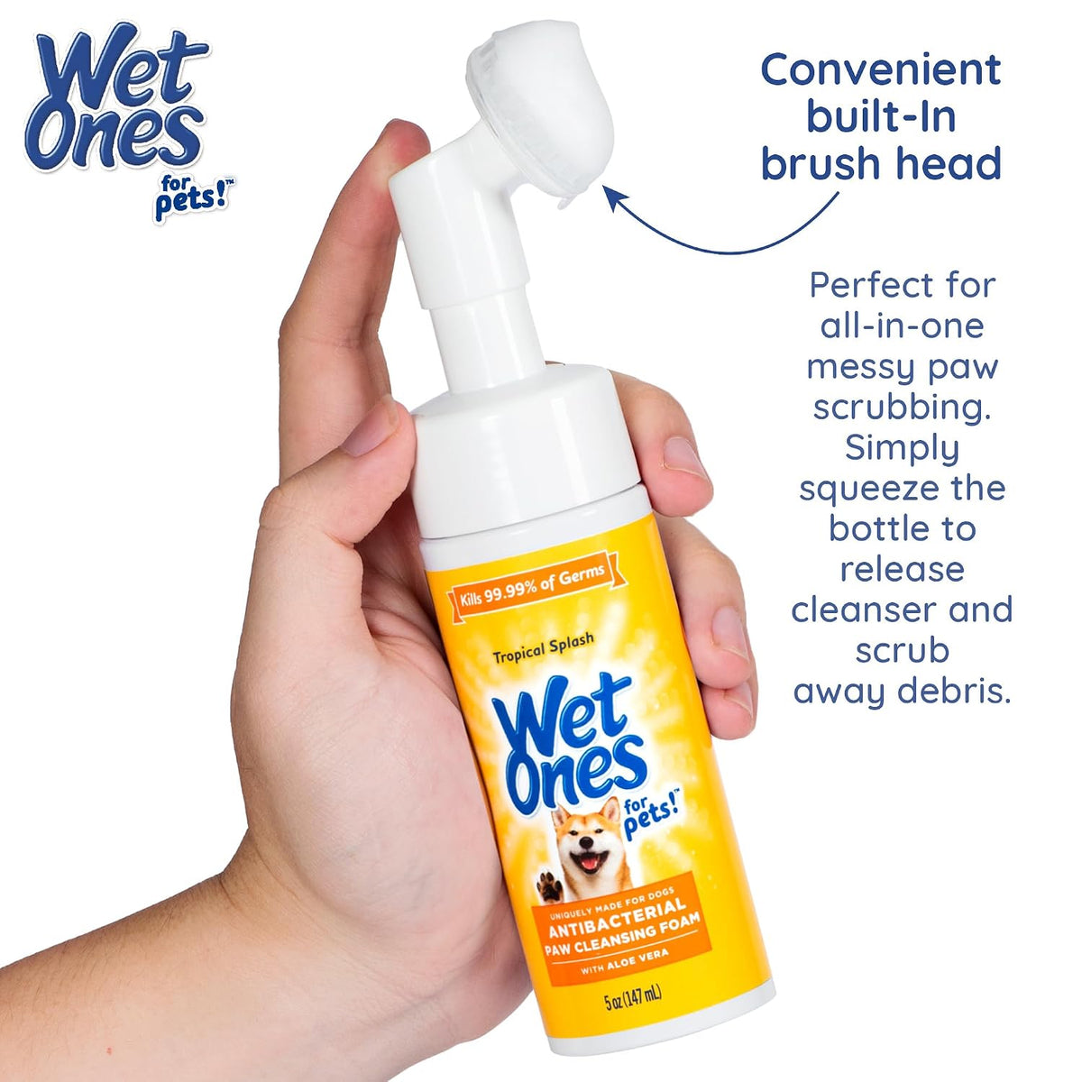 Wet Ones for Pets Foam Dog Paw Cleaner, Tropical Splash Scent, 5 Oz