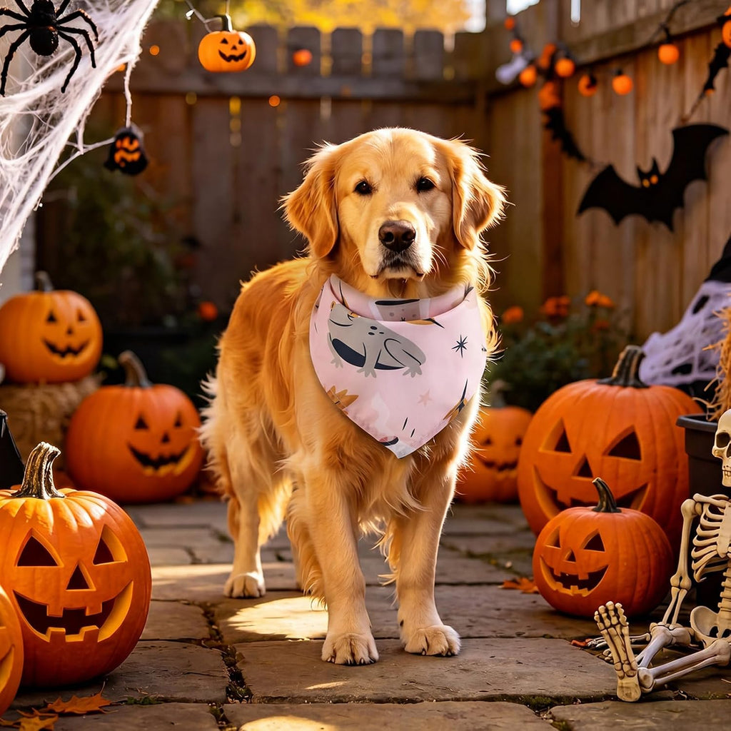 Huhumy 150 Pcs Halloween Dog Bandanas Bulk Bandanas for Medium Large Dogs