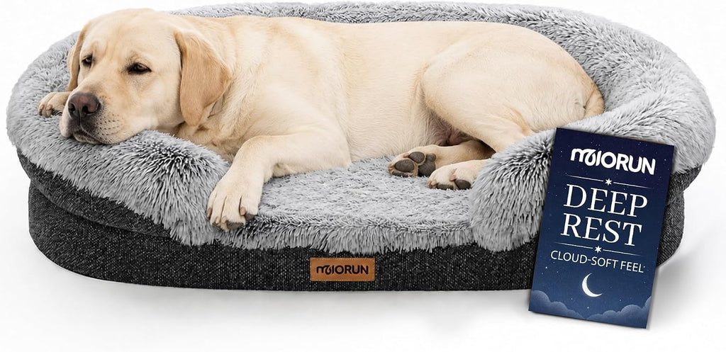 Miorun Fluffy Orthopedic Dog Beds Large Sized Dog, 48" Bolster Sofa Bed