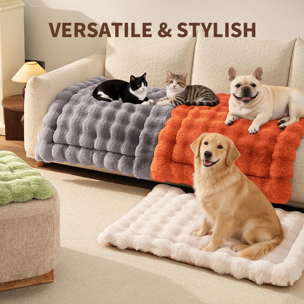 SOMAHE Soft Plush Cat Bed Mat, Machine Washable, Small 23x15 Vibrant Orange