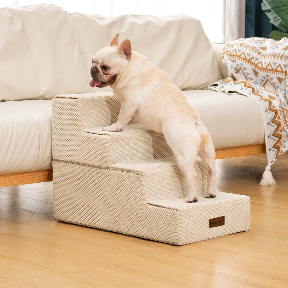 Aodisman Dog Steps for Bed & Couch,18.5" H 4-Step Pet Stairs for Small Dogs
