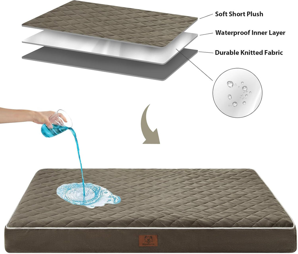WNPETHOME Orthopedic Waterproof XL Dog Bed for Crate Cozy Sleep