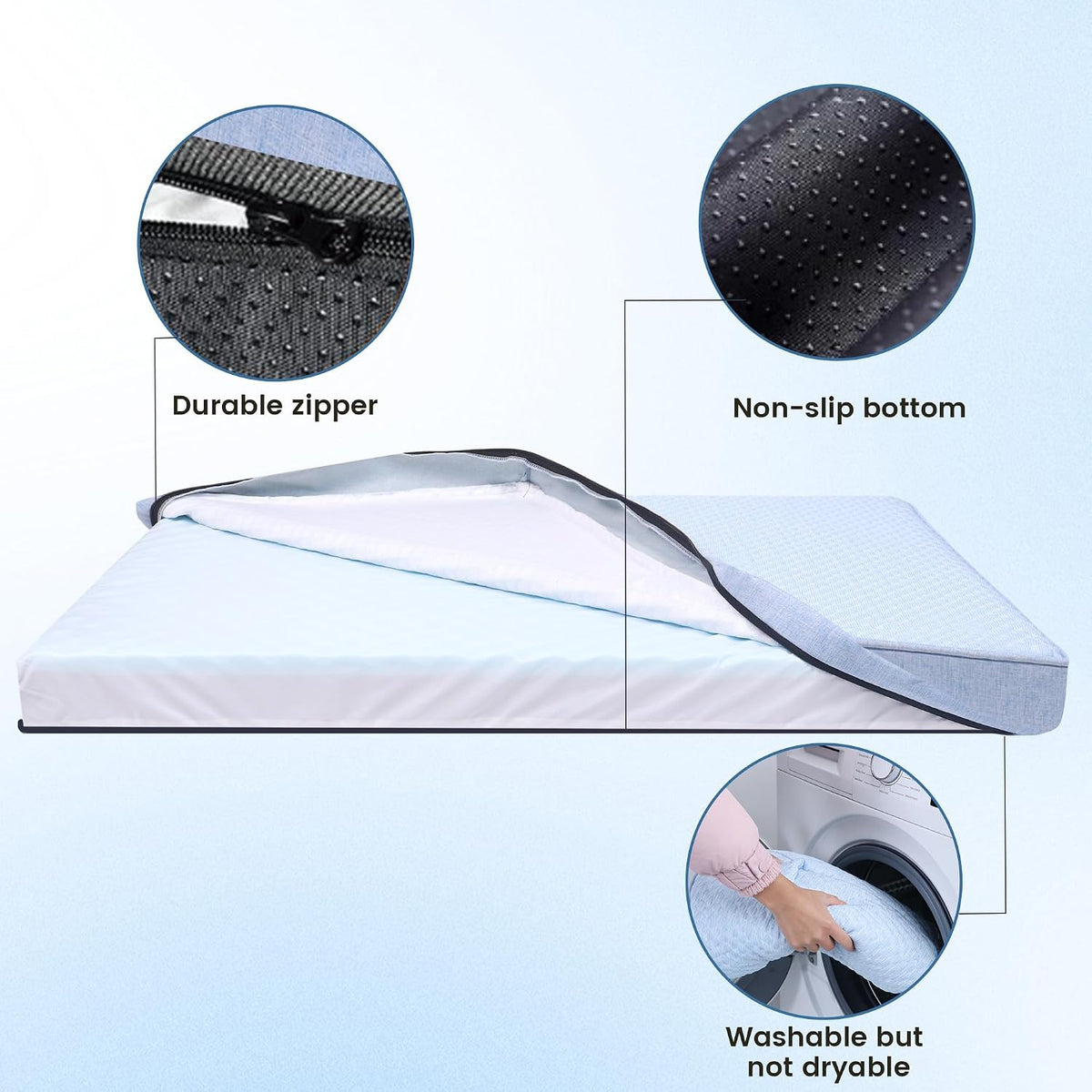 Cooling Dog Bed for Large Dogs, Orthopedic Memory Foam Dog Bed with New Cooling Fabric, Waterproof Washable Pet Bed for Crate, Non-Slip Cooling Pet Mat for Arthritic Dogs Up to 80Lbs, 41" x 29" x 4"