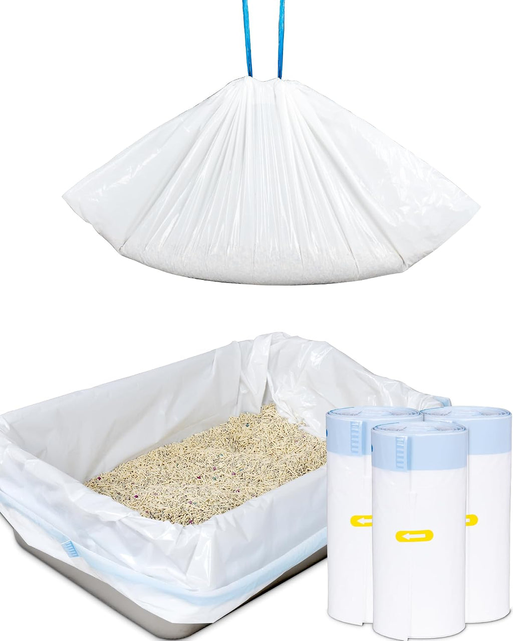 ANWA 36" x 18" Cat Litter Box Liners, Heavy-Duty Large Cat Litter Bags | 2 Mils Extra Thick, Durable & Tear-Resistant, Easy-Pull Drawstring, 30 Count