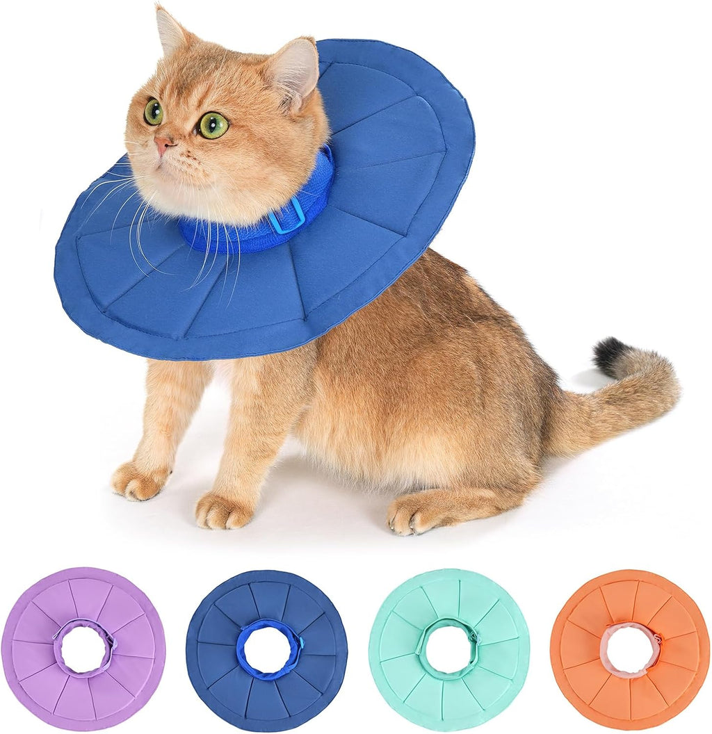 Avont Inflatable Cat Cone, Lightweight Recovery Collar, L Denim Blue