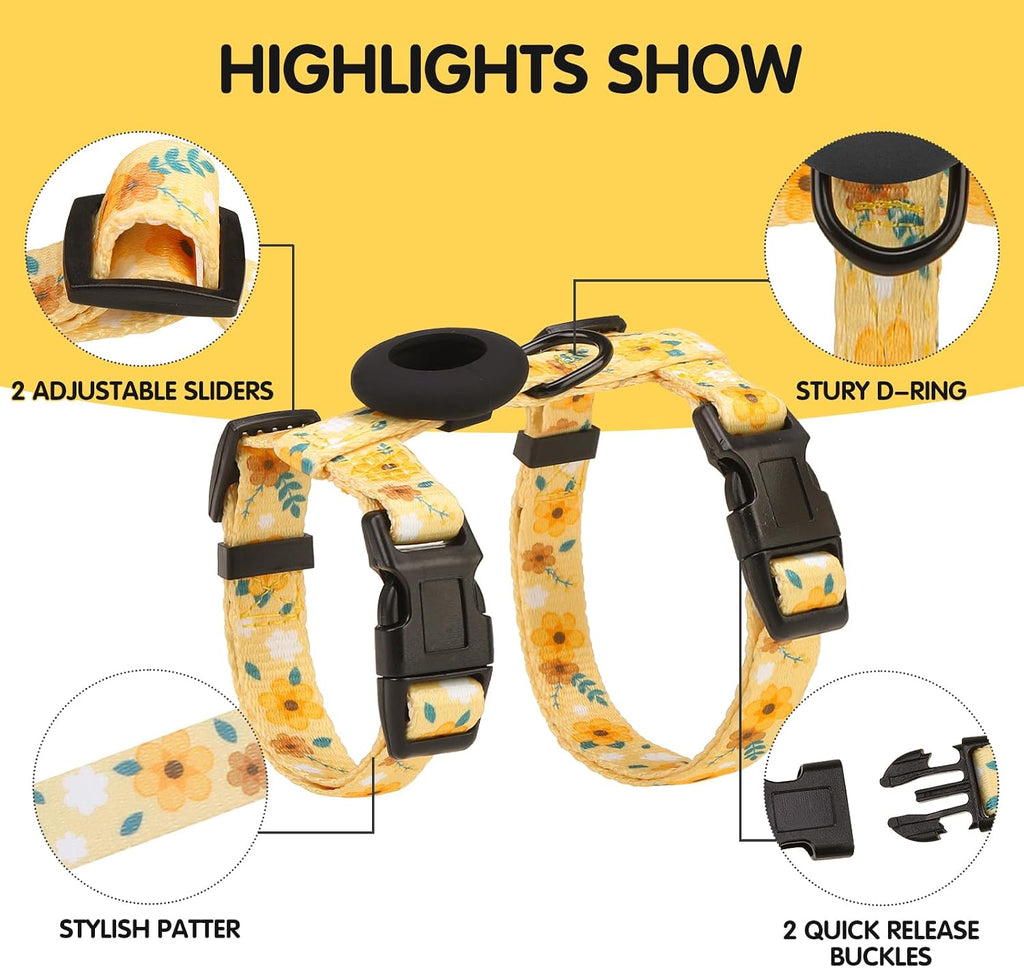 BINGPET Cat Harness with Airtag Holder, Escape Proof for Walking Outdoor