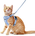 Cat Harness and Leash Set, Escape Proof Cat Harness with Reflective Strips, Breathable Mesh Vest, Adjustable Walking Harness for Indoor Outdoor Cats, Kittens, Small Medium Large Cats (Blue, L)
