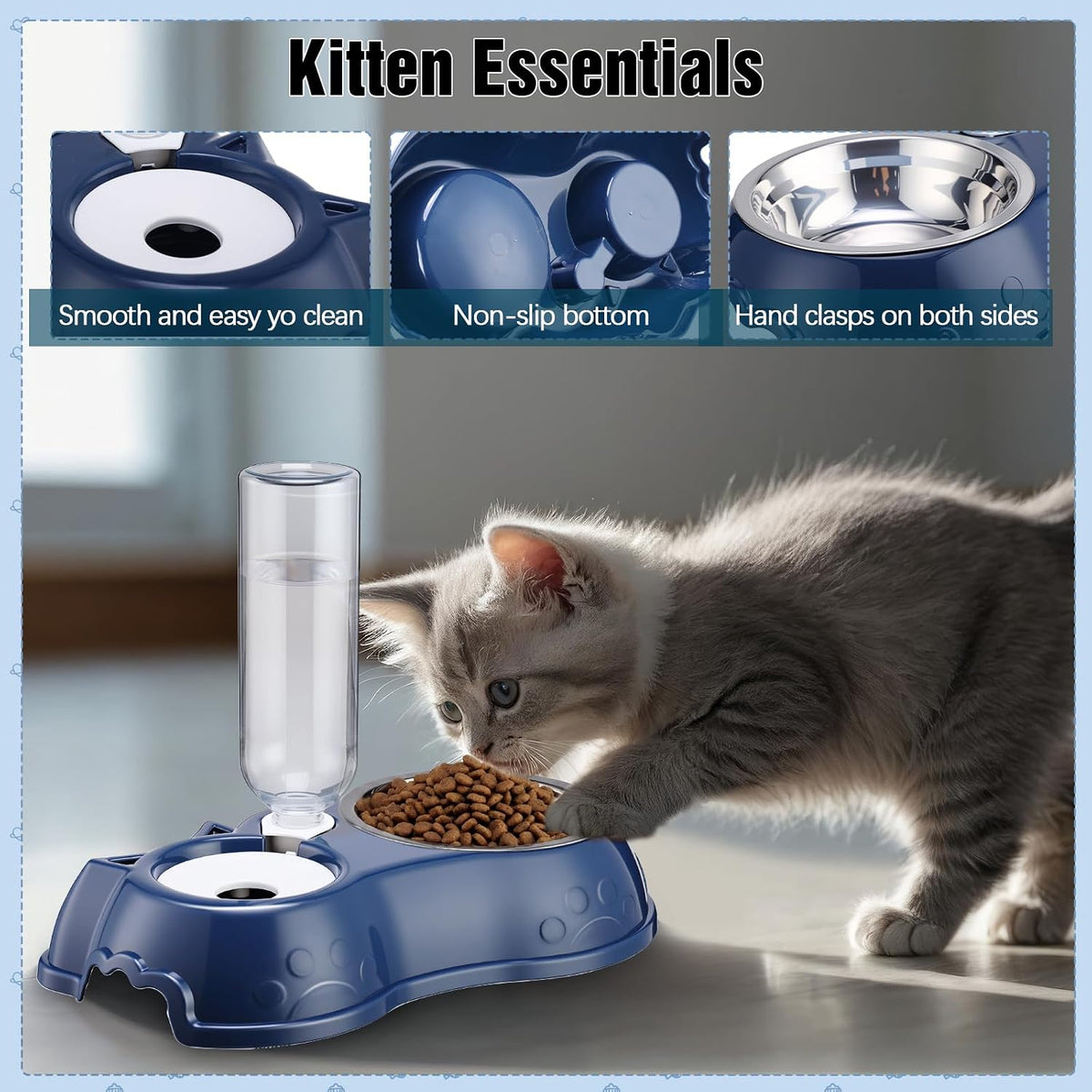 Eccliy 10 Pcs Kitten Starter Kit for Indoor, Classic, Medium, Dark Blue