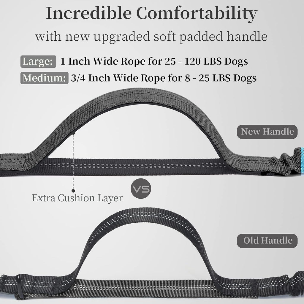 iYoShop Hands Free Dog Leash with Zipper Pouch, Large, 25-120 lbs, Grey