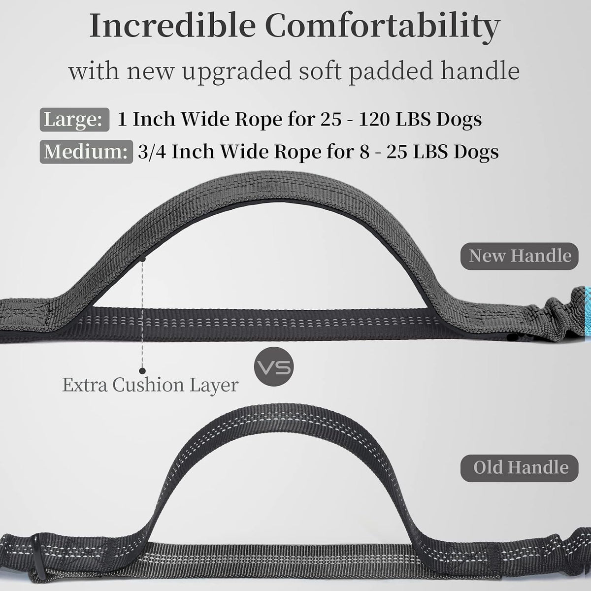 iYoShop Hands Free Dog Leash with Zipper Pouch, Large, 25-120 lbs, Grey