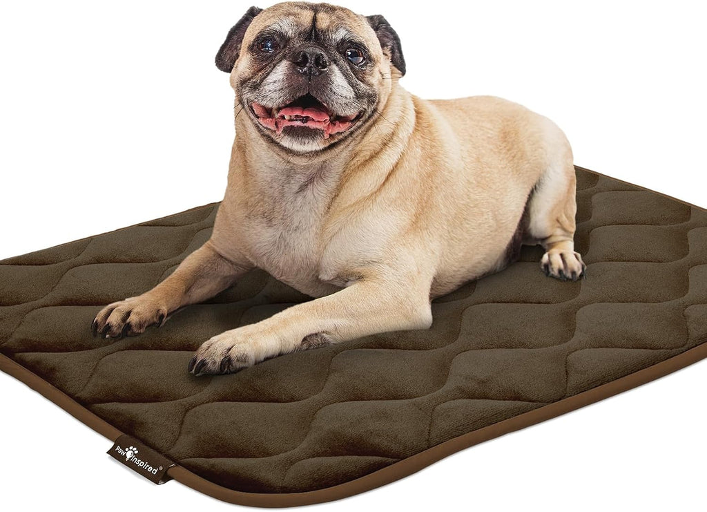 Paw Inspired Washable Padded Crate Mats for Dogs, Dark Brown, 29x18 Inch