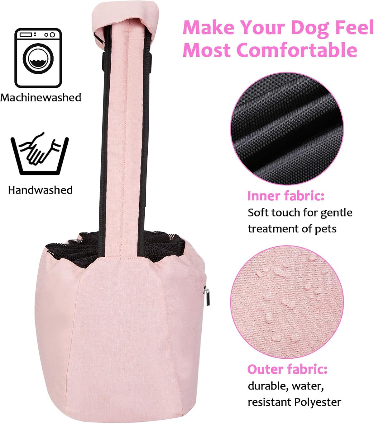 Ownpets XL Dog Sling 15-25lbs, Hands-Free Carrier with Bottom Support Pad