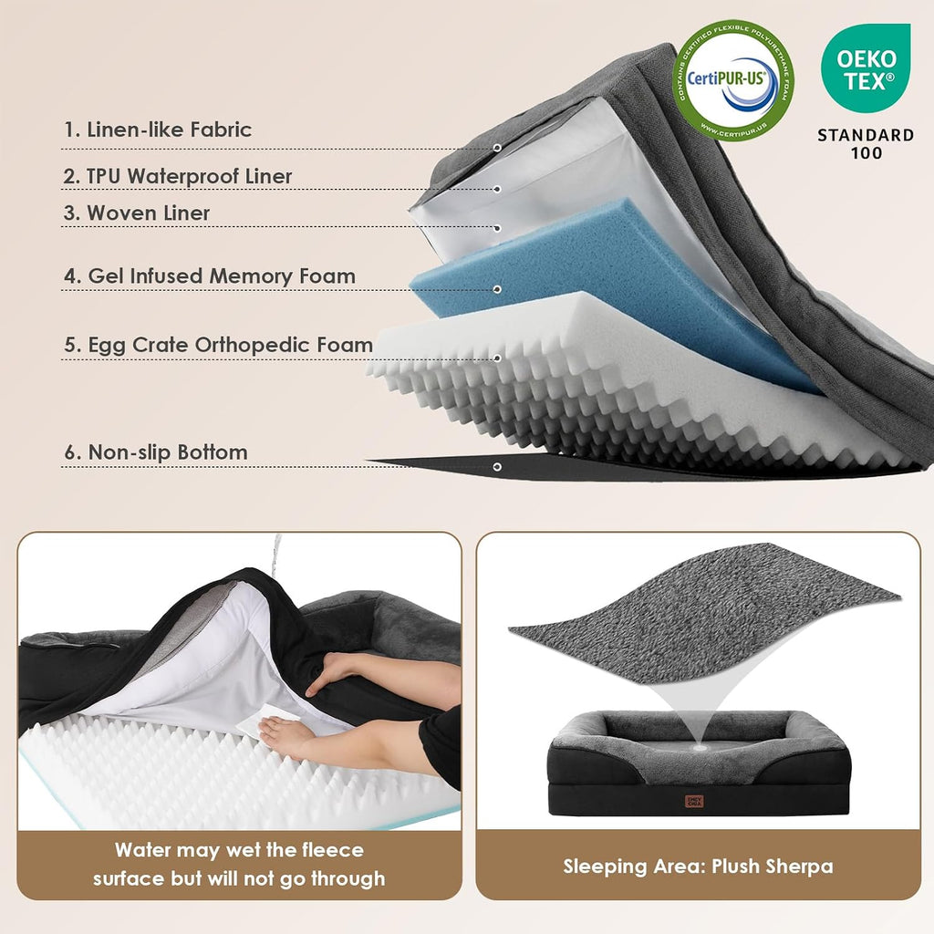 EHEYCIGA Orthopedic XL Dog Bed for Large Dog, Memory Foam Dog Couch