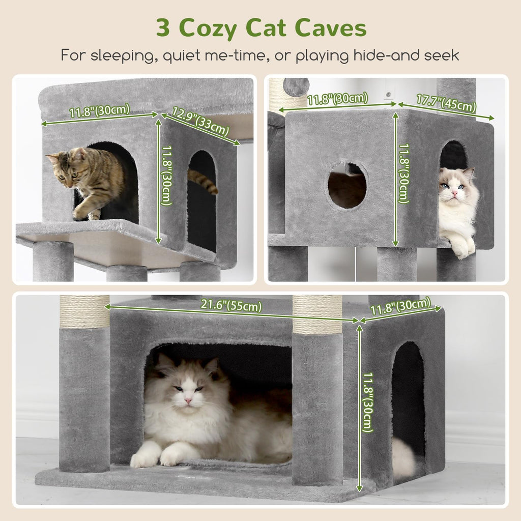 Globlazer Large Cat Tree, 80in Tall Climbing Tower, F80F, Light Grey