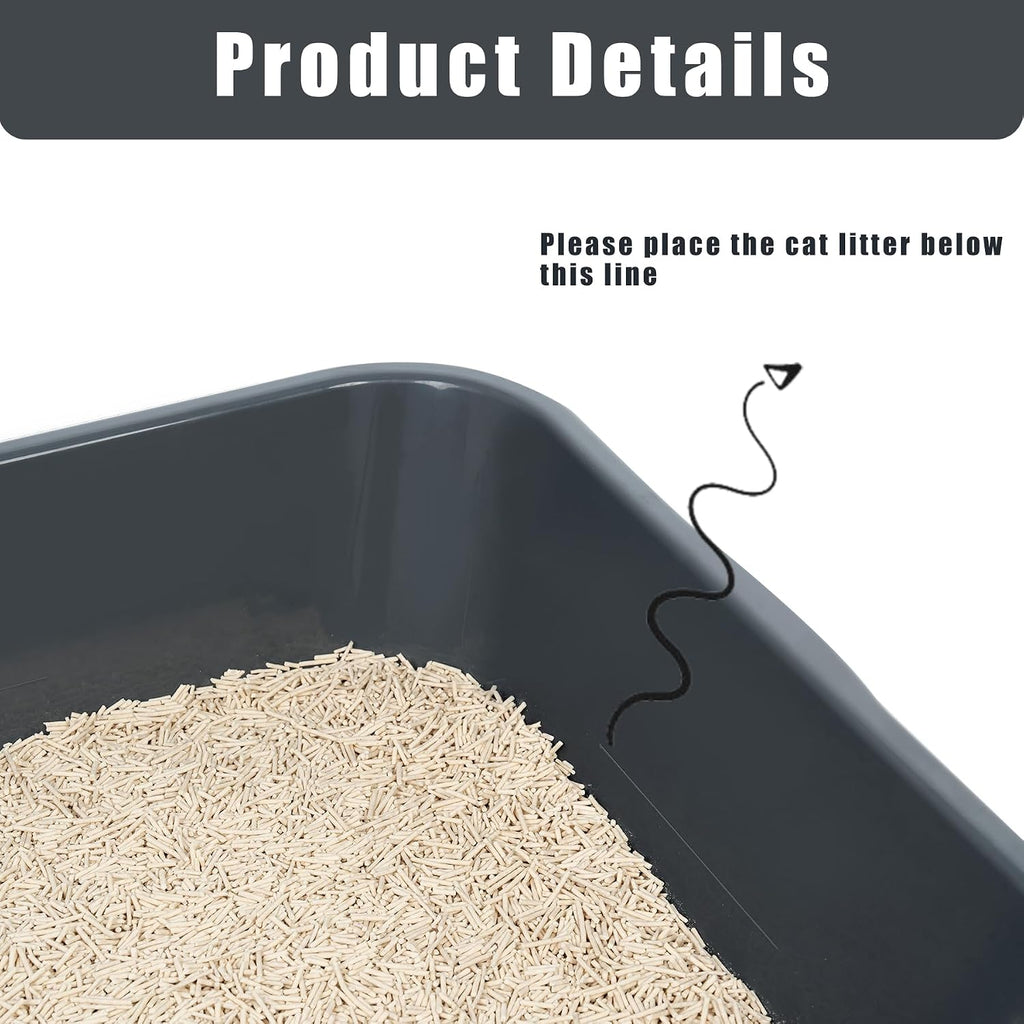 Extra Large Low Entry ABS Cat Litter Box, Grey, 20" L x 15.5" W, 1 Pack | Durable low entry litter box, non-stick, odor-free, ideal for seniors, kittens, rabbits, large cats and multi-pet homes.