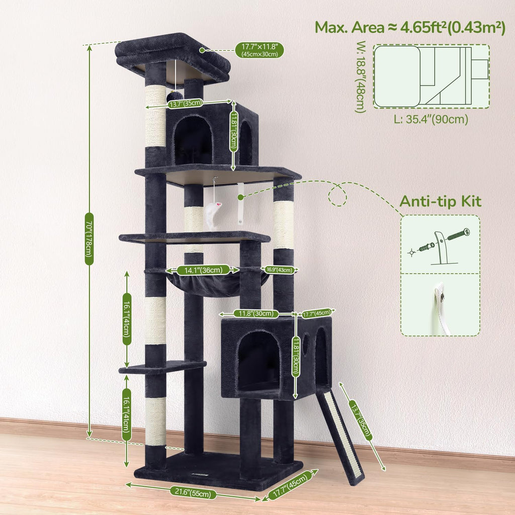 Globlazer F70 Pro Heavy Duty Cat Tree Tower for Indoor Cats Large Adult