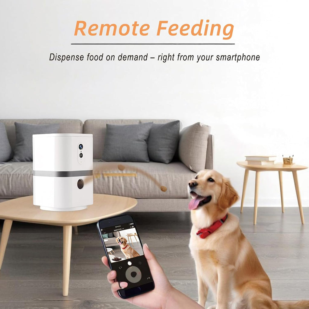 Petalk AI II Dog Camera with Auto Treat Dispenser, No Subscription Fee, 1080p HD, 180° Full-Room View 2-Way Audio, Night Vision, 2.4GHz WiFi Only