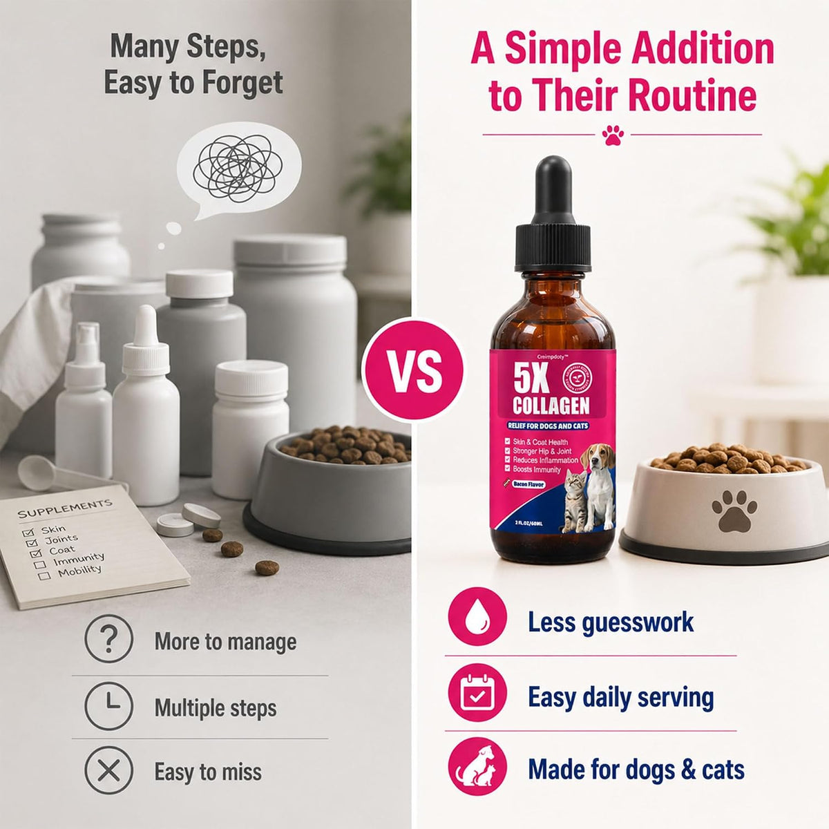 2-Pack Premium Collagen for Dogs & Cats, Skin & Coat, Joint & Hip