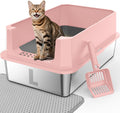 FURTIME Stainless Steel Cat Litter Box, Extra Large Cats Metal Litter Box