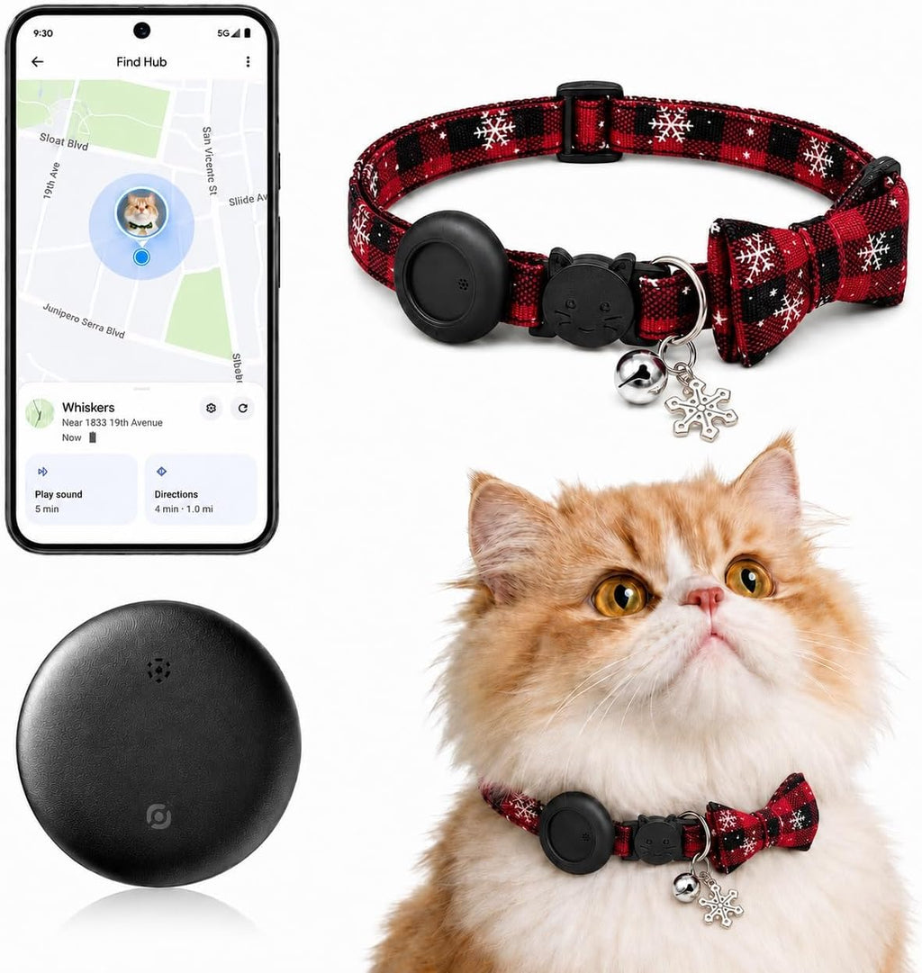 GPS Tracker for cat，Pet Tracker (Android Only) Smart tag,Waterproof Compatible with Google Find My,No Monthly Fee,Advanced Tracking Solution Smart Collar for Pet Safety Ideal Small Large Cats