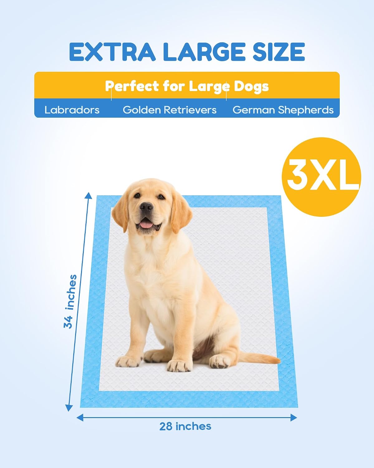 60 Count-36" x 36" XXXL Pee Pads for Dogs, Extra Large Puppy Pads, Super Absorbent Disposable Dog Training Pads, Quick Drying, Leak-Proof, Ultra Thick Potty Pads for Dogs, Puppies, Doggie, Cats