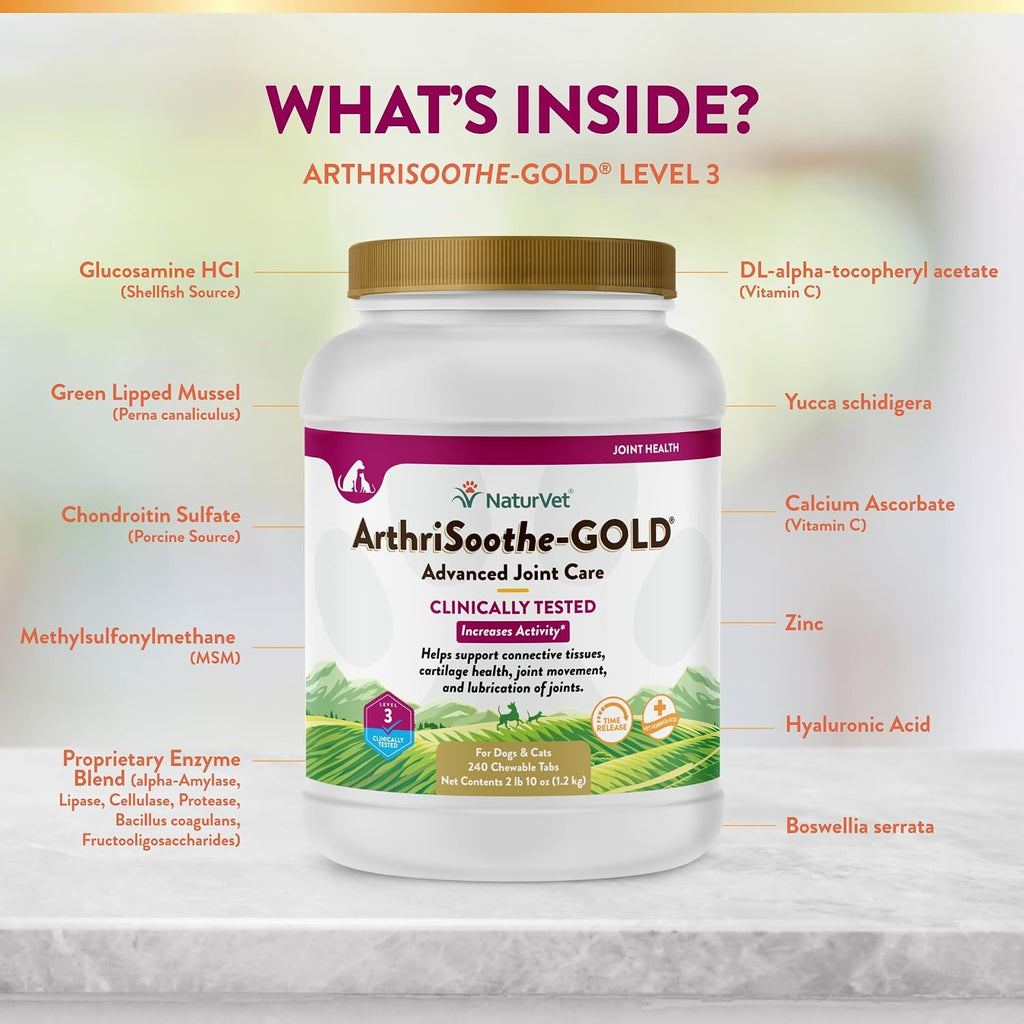 NaturVet Clinically Tested ArthriSoothe-Gold Level 3 Advanced - 240 ct