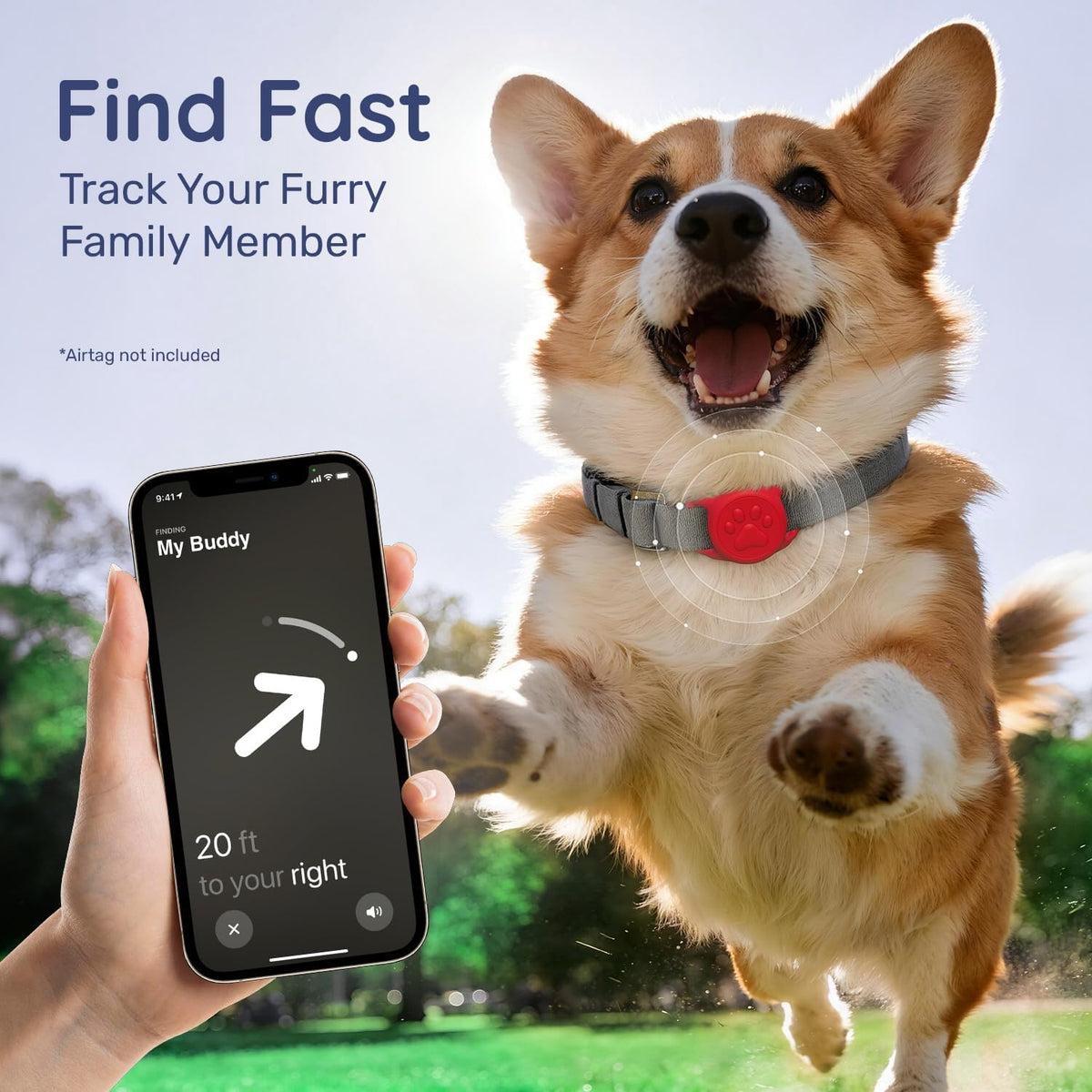 IP68 Waterproof Dog AirTag Holder for Dog Collar, Soft, Stretchy Silicone