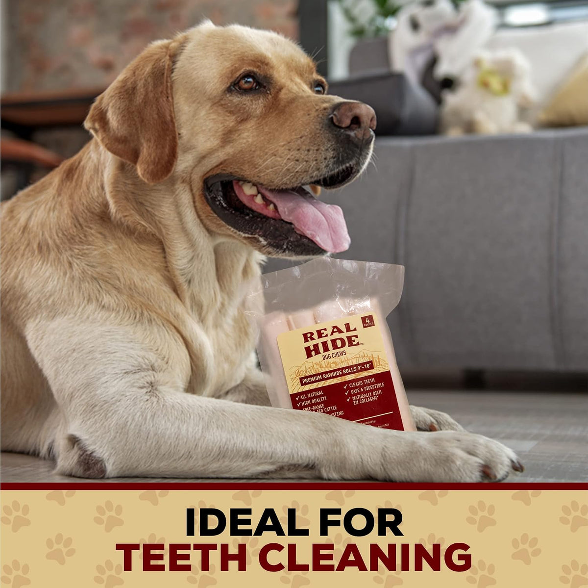 Real Hide All Natural Dog Chew Treats, 9-10 Inch, 20 Count