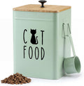 PERFNIQUE Cat Food Storage Container, Airtight Cat Treat Container with Bamboo Lid, Pet Food Storage for Kitchen Countertop, Treat Jars for Pets, Cat Food Container (Sage Green, with Spoon)