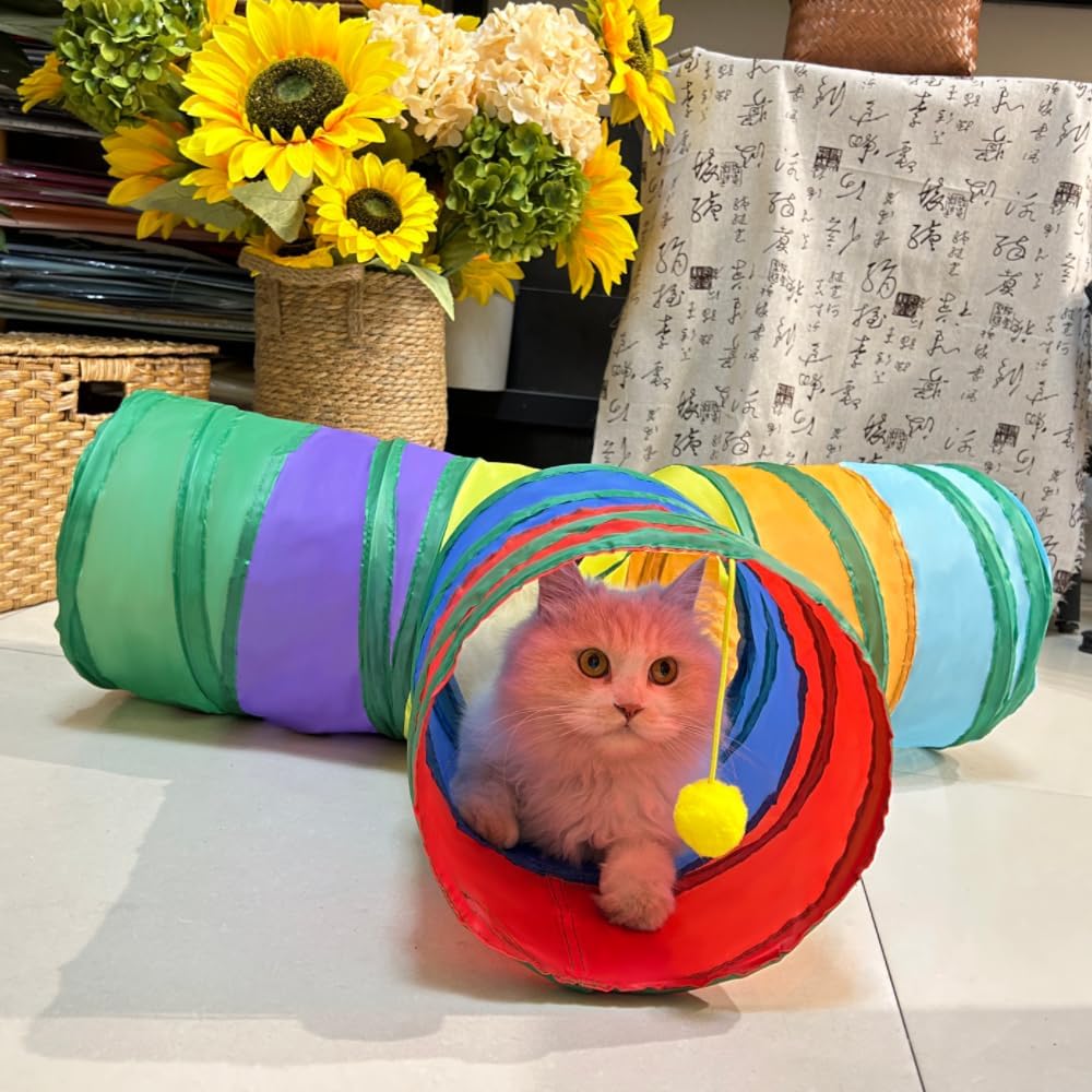 Cat Tunnel Tube Toy 3-Way Collapsible (Rianbow T)