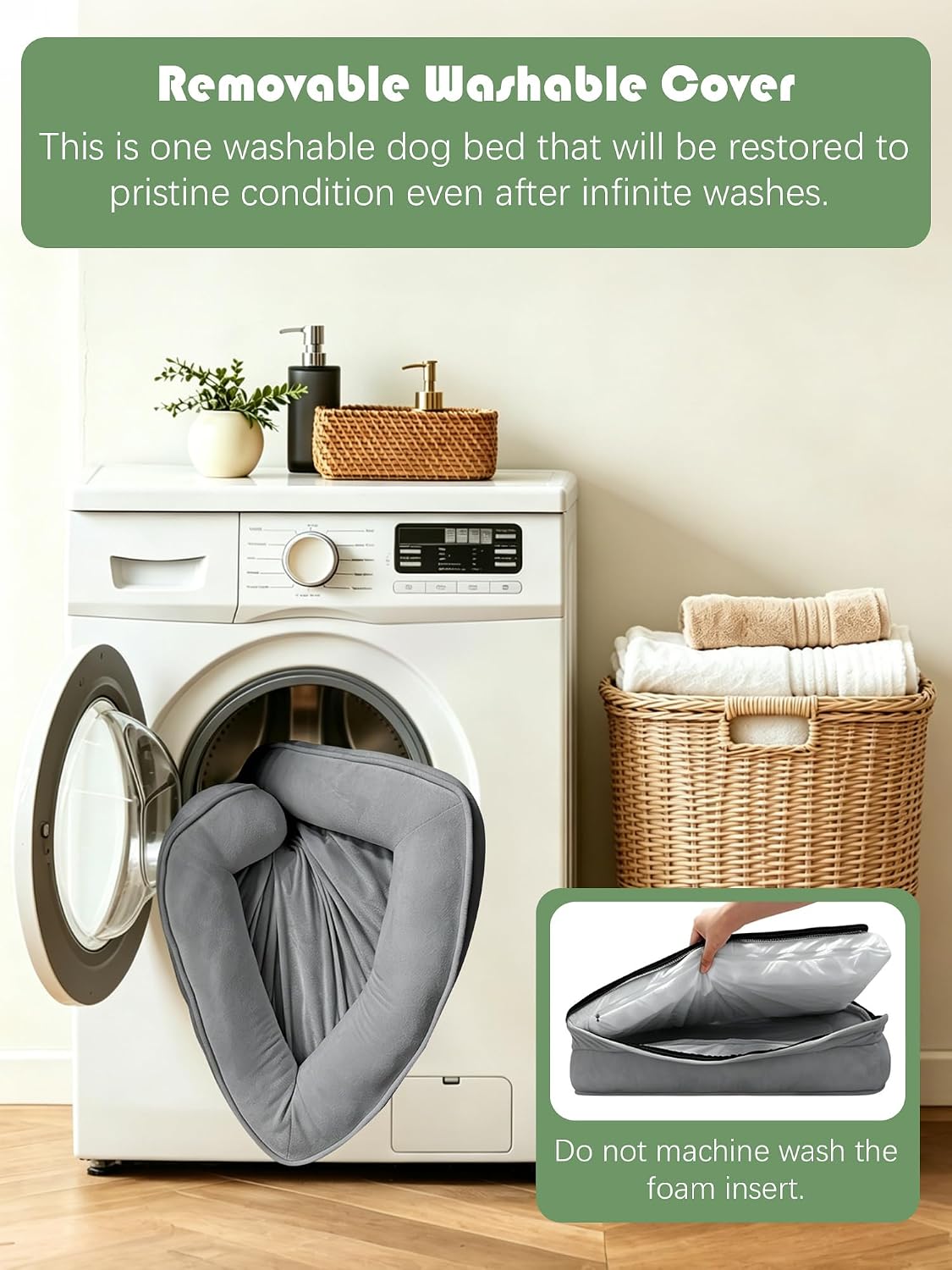 Spotted Play Orthopedic Dog Bed with Sides - Dog Sofa Beds for Extra Large Dogs, Supportive Foam Pet Couch Bed with Washable Removable Cover, Waterproof Lining and Non-Slip Bottom, Grey - XL