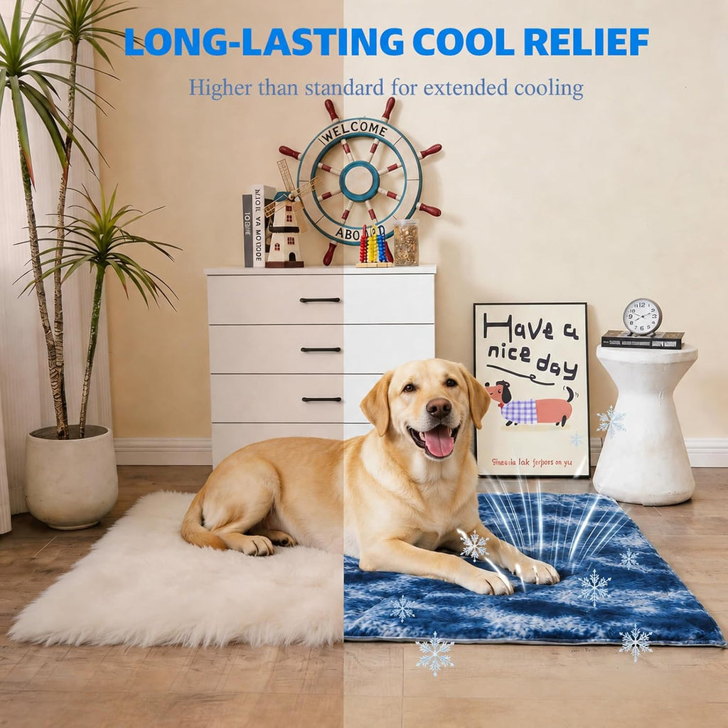 Cooling Blanket For Dogs. Dog Cooling Blankets For Large Dogs, Breathable Cooling Fabric, Cold Washable, Cooling Dog Blanket Durable Scratch-Resistant Soft Fabric for All Seasons, Tie-Dye Navy
