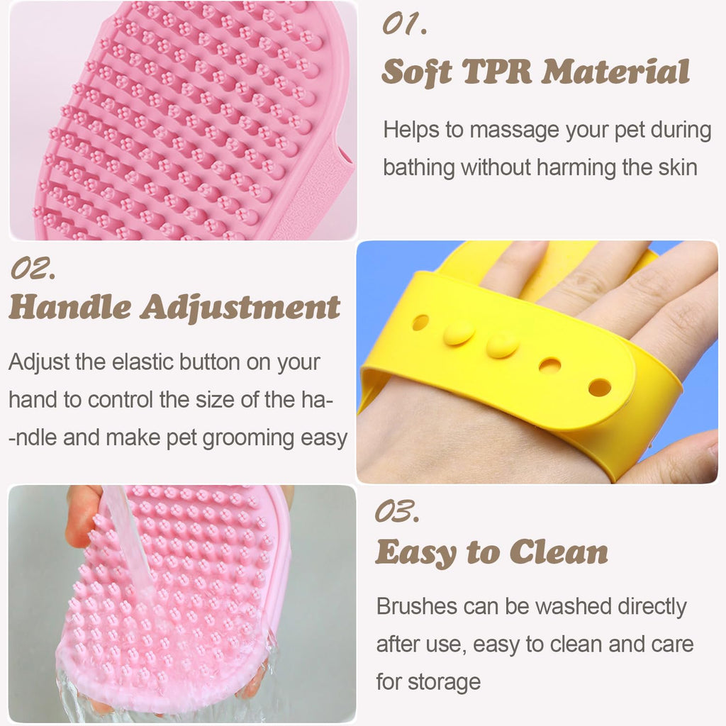 Pet Grooming Brush Kit, 4Pack Dog Bath Brushes Flea Comb Set for Cat
