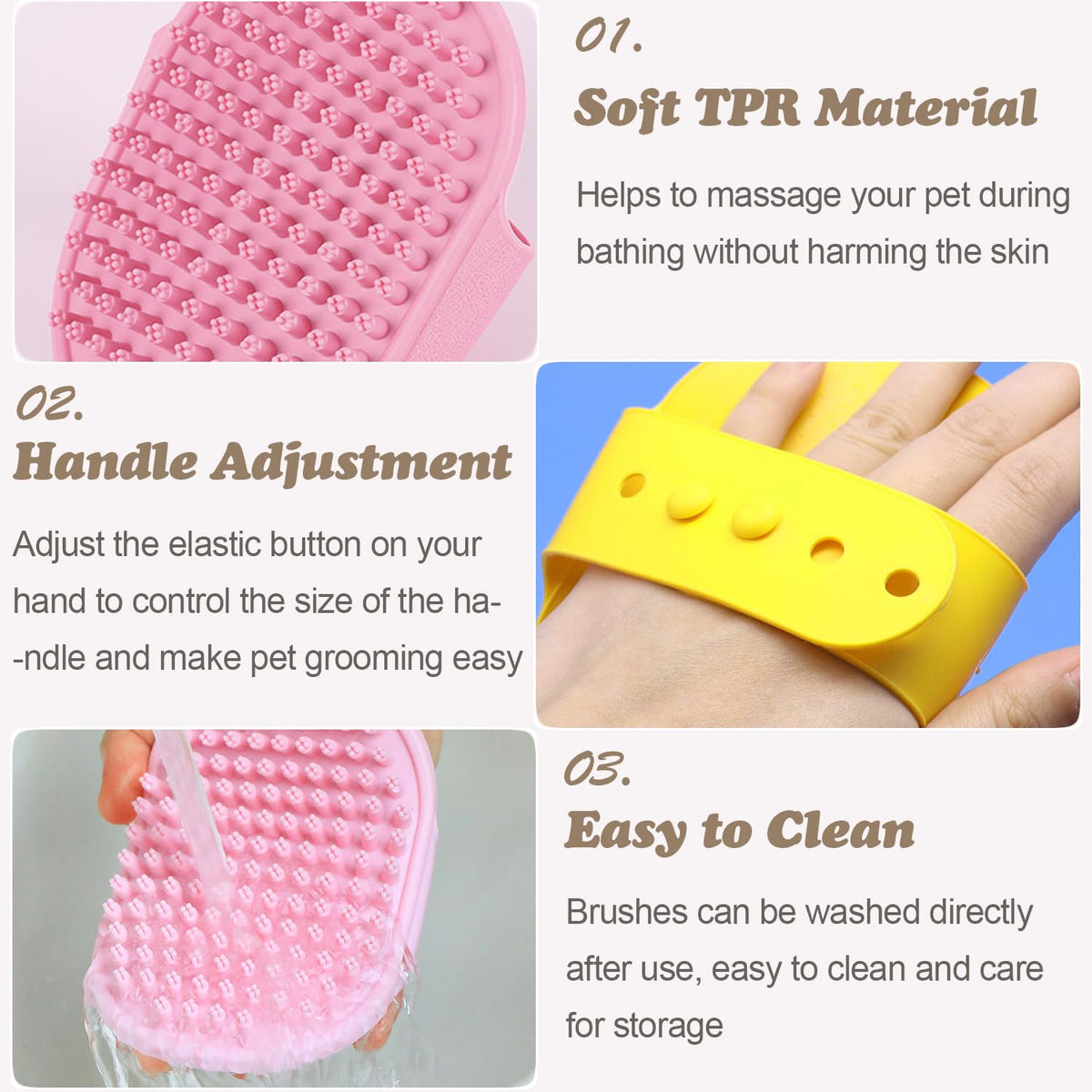 Pet Grooming Brush Kit, 4Pack Dog Bath Brushes Flea Comb Set for Cat