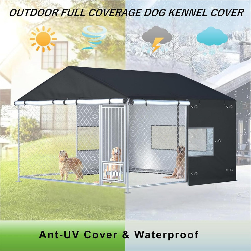 Outdoor Dog Kennel Cover 10x10x7ft All-Season Outdoor Dog Enclosure Covers