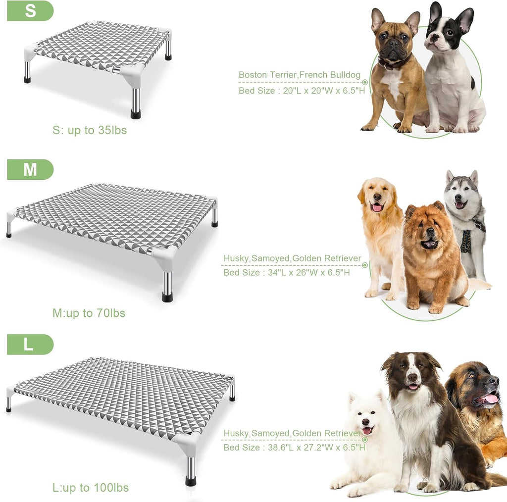 Kuntrust Elevated Outdoor Dog Bed, Large Size, Fits up to 100lbs