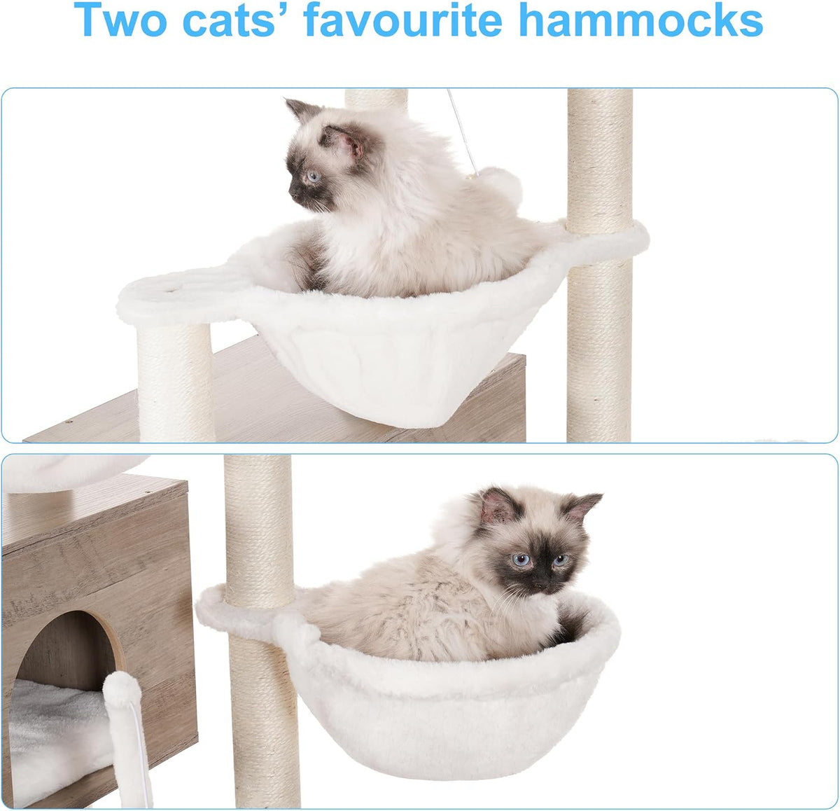 Hey-brother Cat Tree Tower, Wooden Litter Box Enclosure and Condo, MPJ115SG