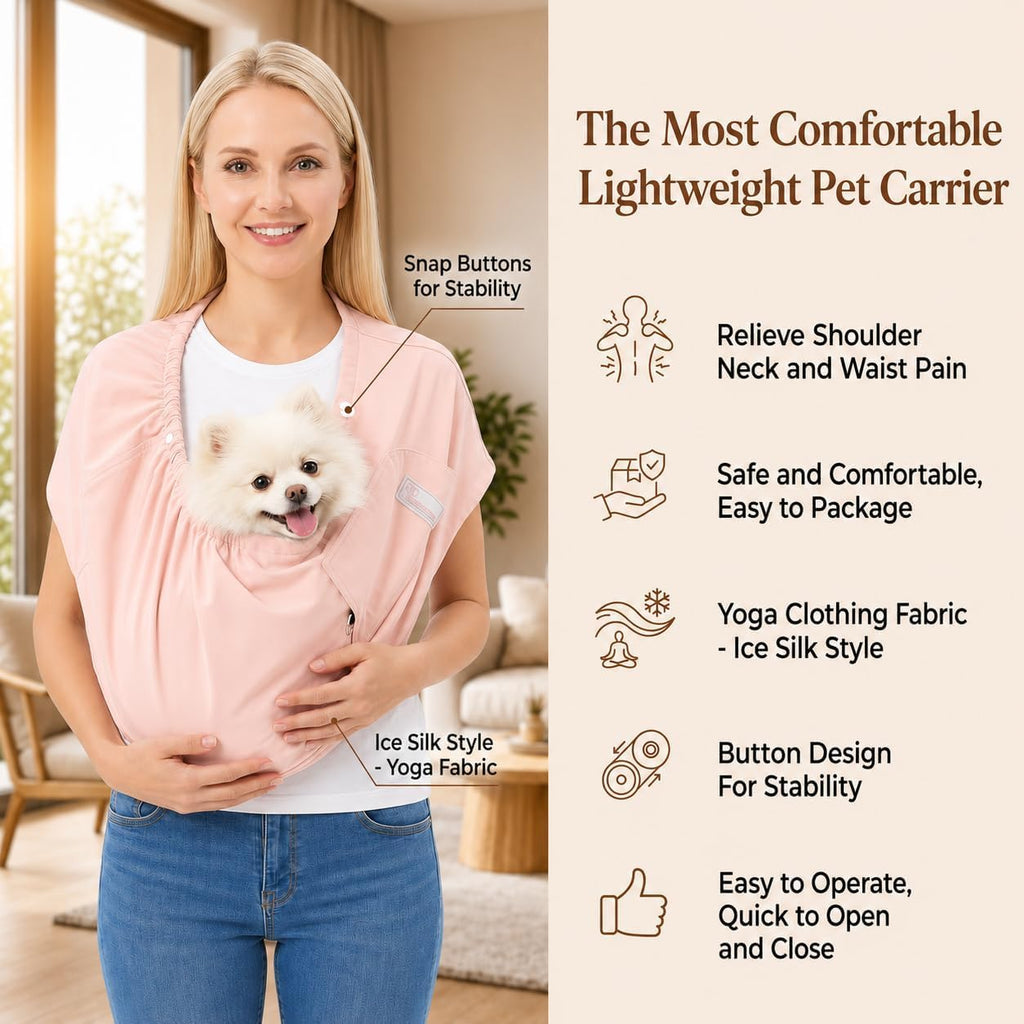 Ice Silk Dog Sling Carrier, Adjustable Safety Strap