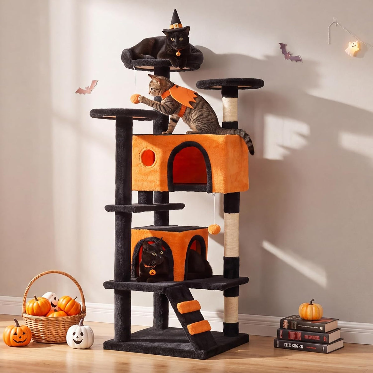 54 Inch Cat Tree Tower with Natural Sisal Scratching Post
