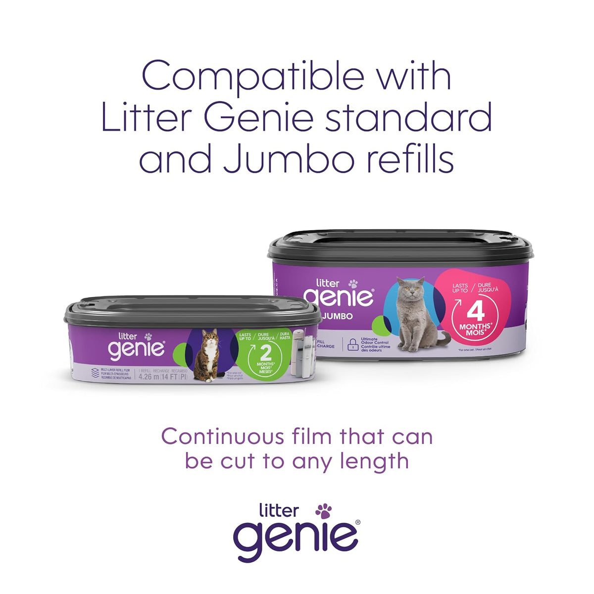 Litter Genie Style Cat Litter Pail with 18 ft Refill that Lasts 2.5 Months