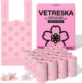 VETRESKA Dog Poop Bags with Handles 240 Count, Floral Scented Waste Bags | Leak-Proof Thick Dog Bags for Poop, Easy-Tie Large Poop Bags, 16 Refill Rolls for Dog Walking Cat Litter