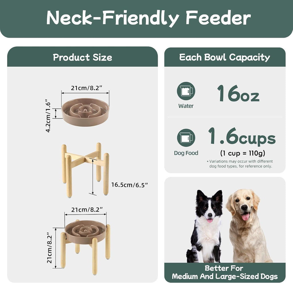 Havniva Elevated Slow Feeder Dog Bowls, 8.3 in Ceramic Slow Feeder Bowls