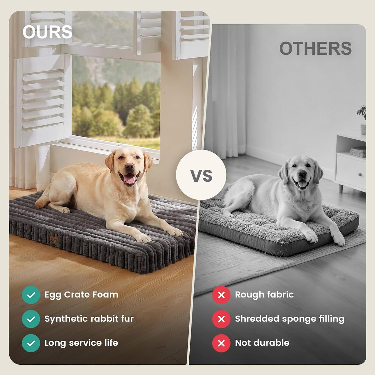 COZY KISS Orthopedic Washable Dog Bed for Medium Dogs, Removable, Dark Grey