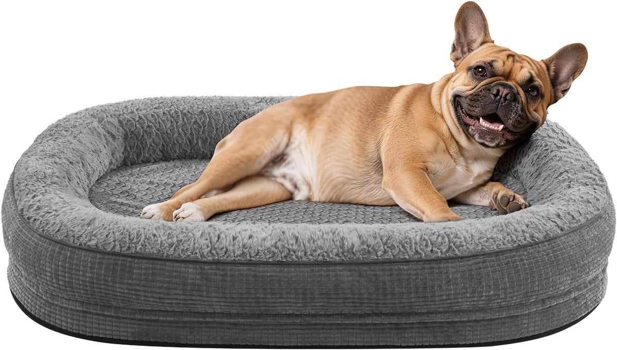JOEJOY Orthopedic Dog Bed for Medium Dogs, 360° Oval Bolster, 28"