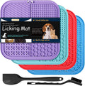Lick Mat for Dogs Cats, 7.9" Large Licking Pad, Food Grade Silicone Slow Feeder Mat with Strong Suction Cups, Anxiety Relief Lick Pad for Bathing Grooming Training, 4 Pack