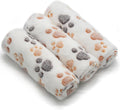 SORKUT 1 Pack 3 Puppy Blanket, White Paw Pet Blanket for Dogs Cat, 40"x30"