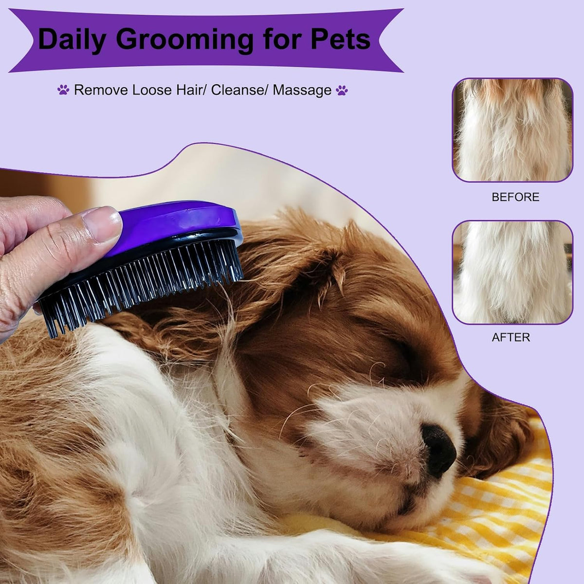 3 PCS Puppy Brush Grooming Kit (Dark Purple)